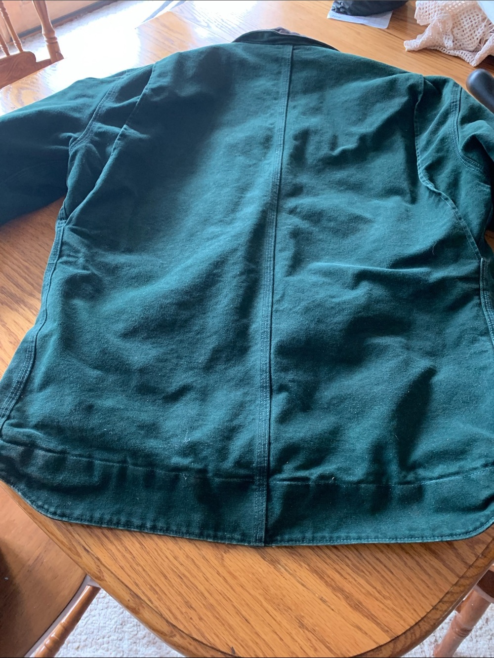Carhartt Green Jacket with Brown Collar and Leather Logo Patch - Picture 8 of 10